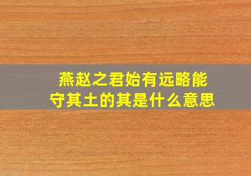 燕赵之君始有远略能守其土的其是什么意思