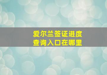 爱尔兰签证进度查询入口在哪里