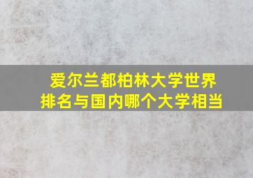 爱尔兰都柏林大学世界排名与国内哪个大学相当