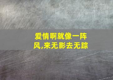 爱情啊就像一阵风,来无影去无踪