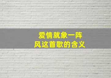 爱情就象一阵风这首歌的含义