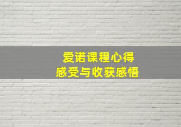 爱诺课程心得感受与收获感悟