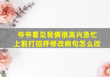 爷爷看见我俩很高兴急忙上前打招呼修改病句怎么改