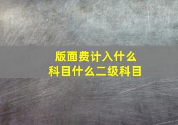 版面费计入什么科目什么二级科目