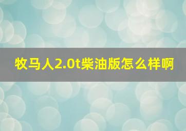 牧马人2.0t柴油版怎么样啊