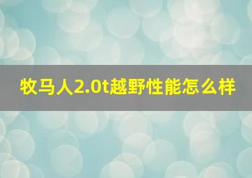 牧马人2.0t越野性能怎么样