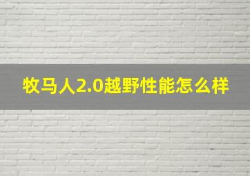 牧马人2.0越野性能怎么样