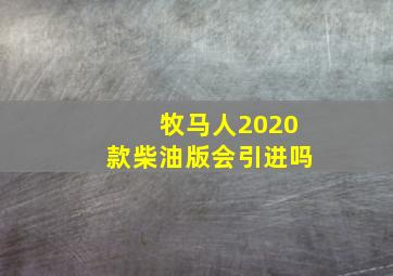 牧马人2020款柴油版会引进吗