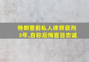 特朗普前私人律师获刑3年,自称后悔盲目忠诚