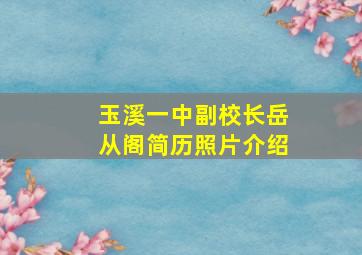 玉溪一中副校长岳从阁简历照片介绍