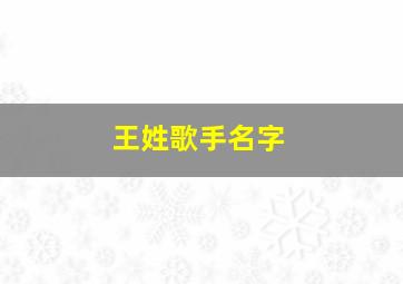 王姓歌手名字