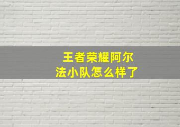 王者荣耀阿尔法小队怎么样了