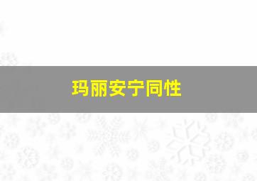 玛丽安宁同性