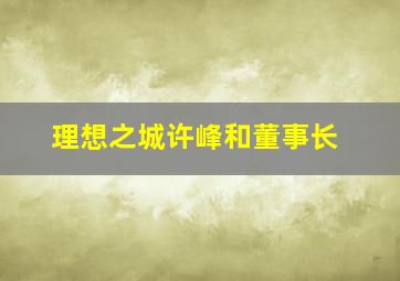 理想之城许峰和董事长