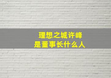 理想之城许峰是董事长什么人