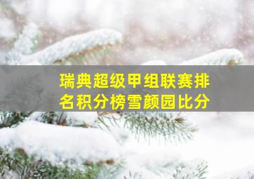 瑞典超级甲组联赛排名积分榜雪颜园比分