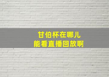 甘伯杯在哪儿能看直播回放啊