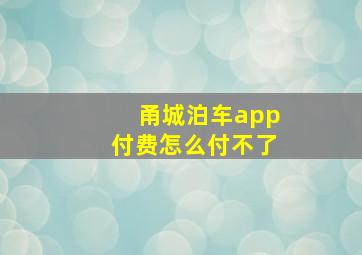 甬城泊车app付费怎么付不了