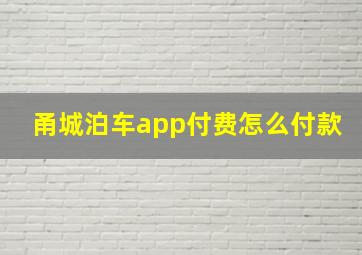 甬城泊车app付费怎么付款