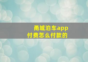 甬城泊车app付费怎么付款的