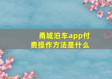 甬城泊车app付费操作方法是什么