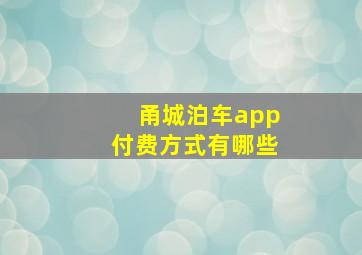 甬城泊车app付费方式有哪些