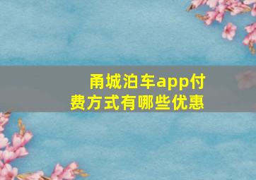 甬城泊车app付费方式有哪些优惠