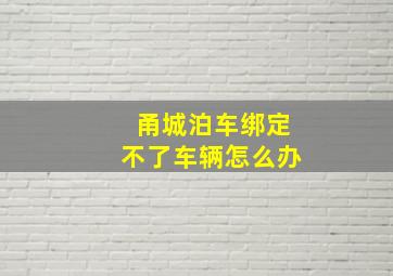 甬城泊车绑定不了车辆怎么办