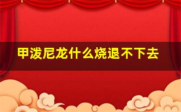 甲泼尼龙什么烧退不下去