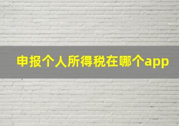 申报个人所得税在哪个app