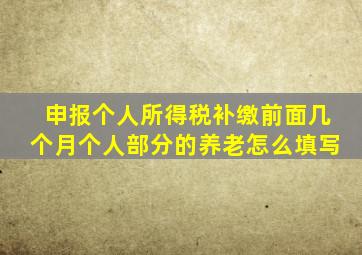 申报个人所得税补缴前面几个月个人部分的养老怎么填写