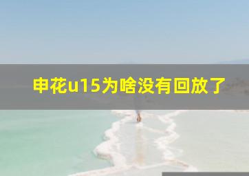 申花u15为啥没有回放了