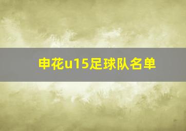 申花u15足球队名单