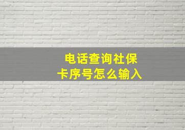 电话查询社保卡序号怎么输入