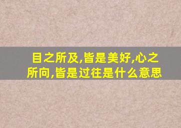 目之所及,皆是美好,心之所向,皆是过往是什么意思