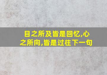 目之所及皆是回忆,心之所向,皆是过往下一句