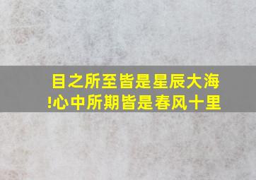 目之所至皆是星辰大海!心中所期皆是春风十里