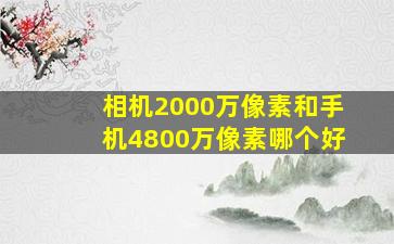 相机2000万像素和手机4800万像素哪个好