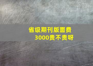 省级期刊版面费3000贵不贵呀