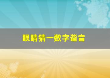 眼睛猜一数字谐音