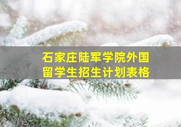 石家庄陆军学院外国留学生招生计划表格