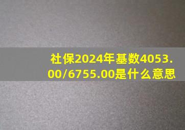 社保2024年基数4053.00/6755.00是什么意思