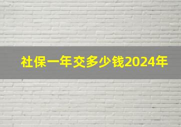 社保一年交多少钱2024年