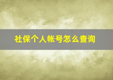 社保个人帐号怎么查询