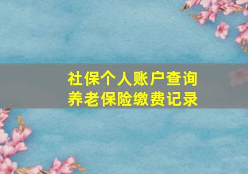 社保个人账户查询养老保险缴费记录