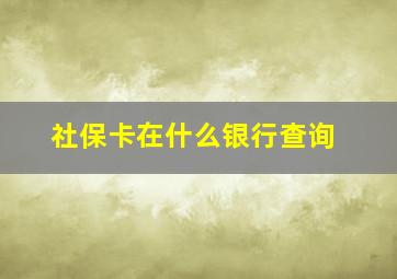 社保卡在什么银行查询