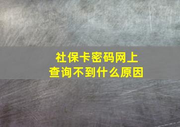 社保卡密码网上查询不到什么原因