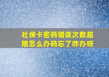 社保卡密码错误次数超限怎么办码忘了咋办呀