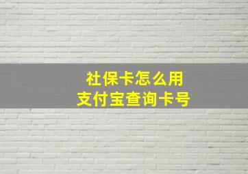 社保卡怎么用支付宝查询卡号