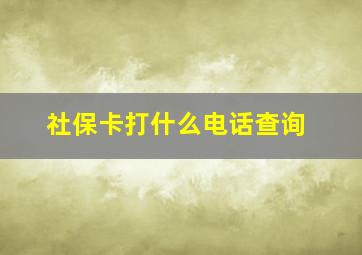 社保卡打什么电话查询